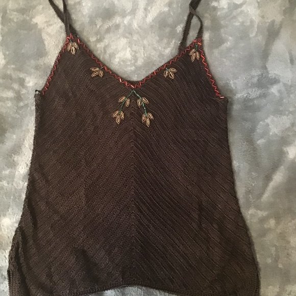 Tank with beading, brown (Small) - Picture 4 of 4